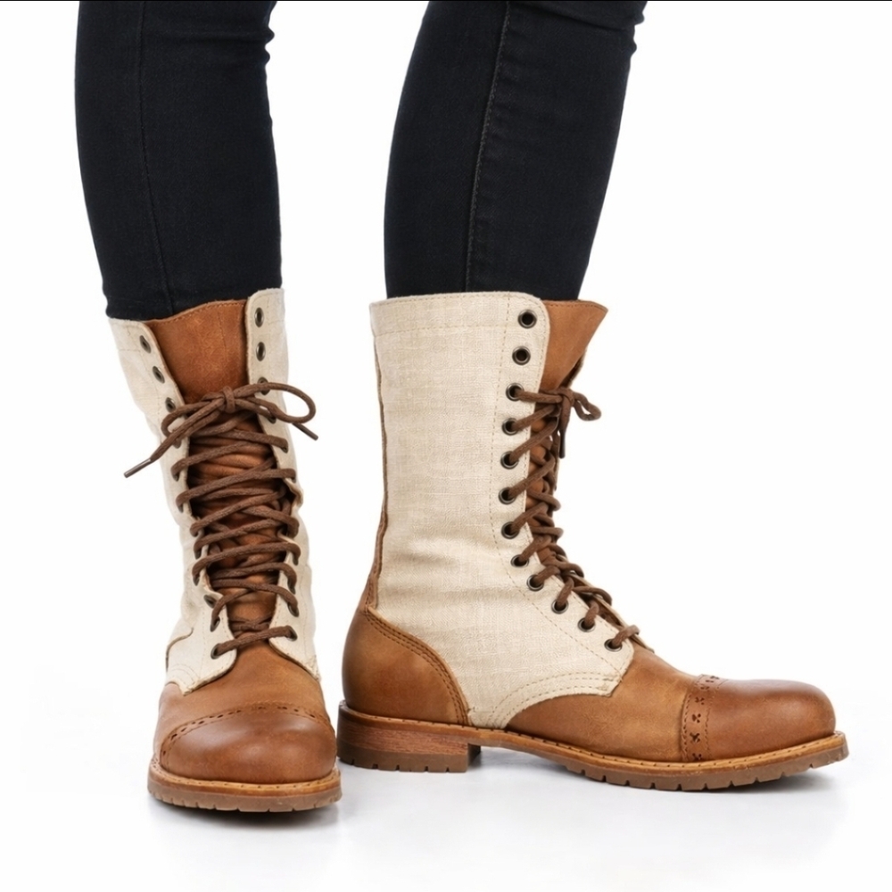 Vintage Shoe Company Molly Jump Boot 8.5 Made in USA Canvas Leather Heritage